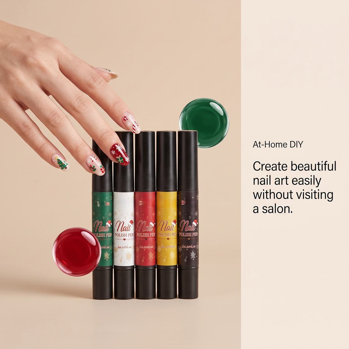 🎄💅 6-Color Christmas Nail Polish Pen Set – Easy Festive Nail Art at Home