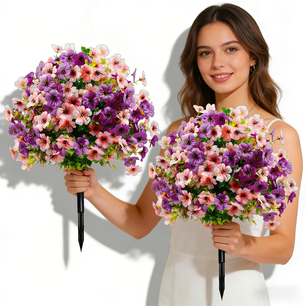 Artificial Outdoor Fake Flowers with Ground Stake