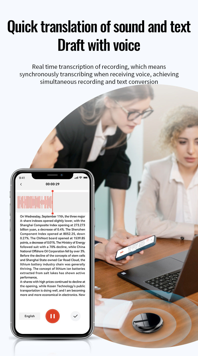 🎙 AI Smart Magnetic Bluetooth Voice Recorder | Real-Time Transcription & 60-Language Translation
