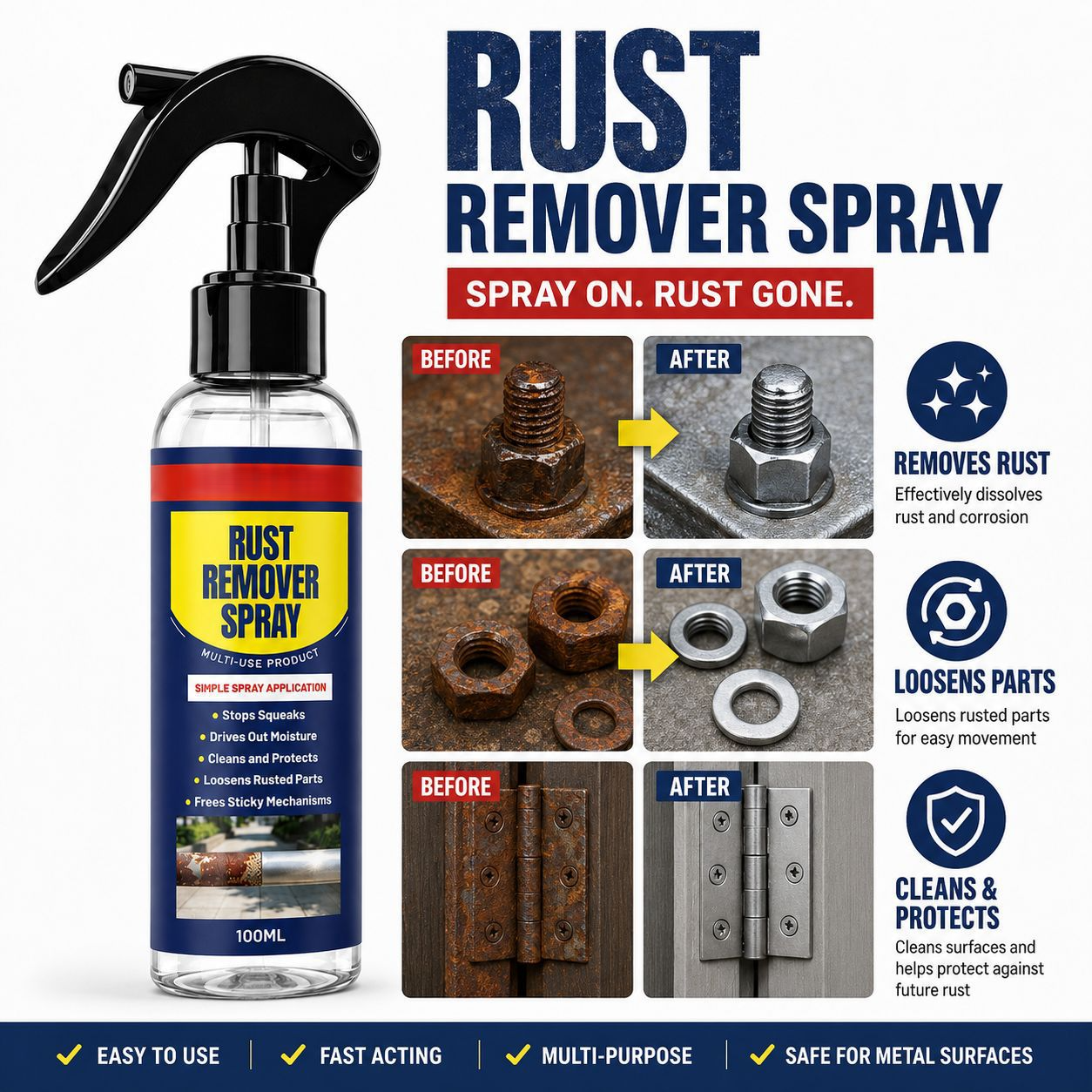 🔥Multifunctional Rust-Removing Lubricant | One-Spray Solution For All Your Rusted Metal