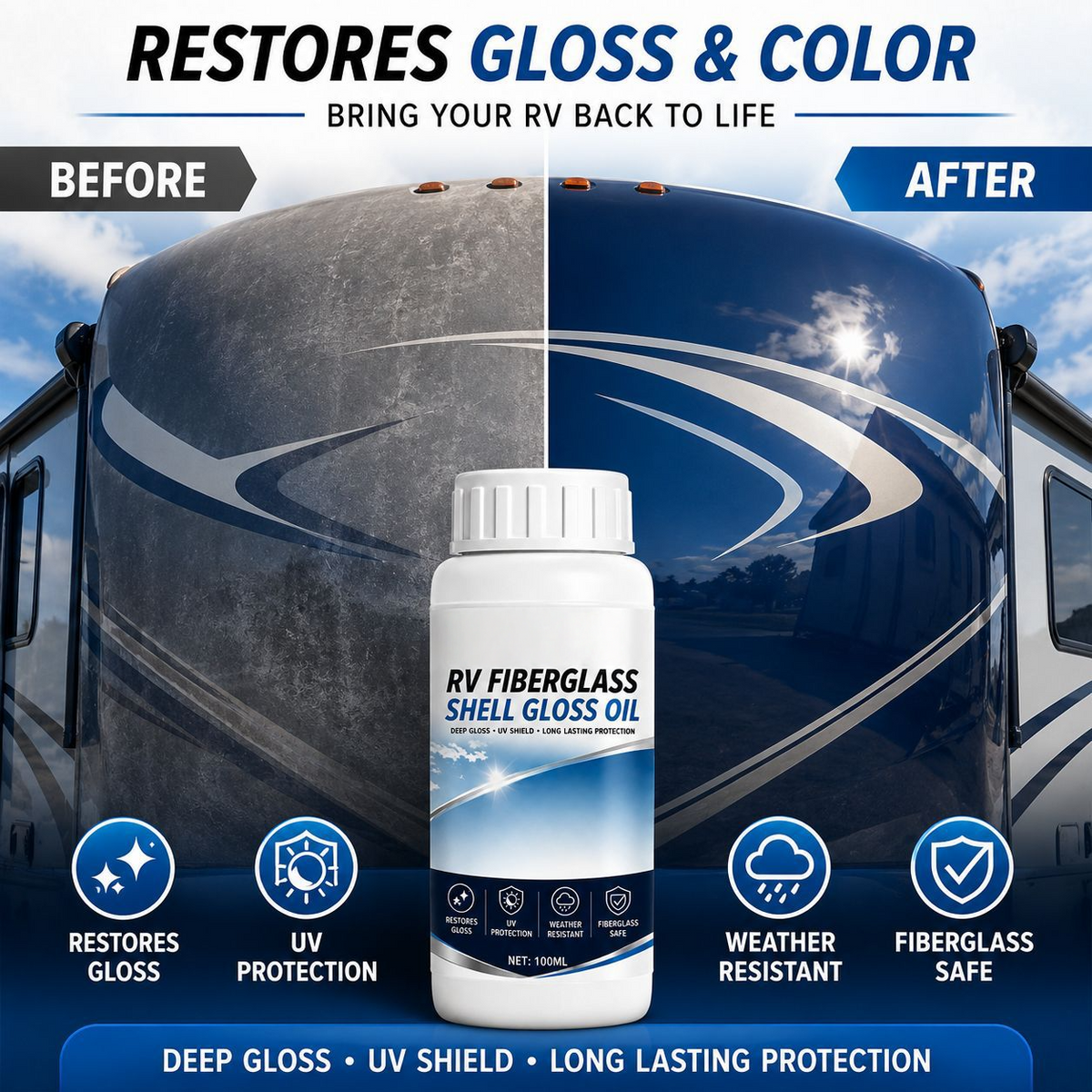 ✨RV Fiberglass Gloss Oil Shine Restorer