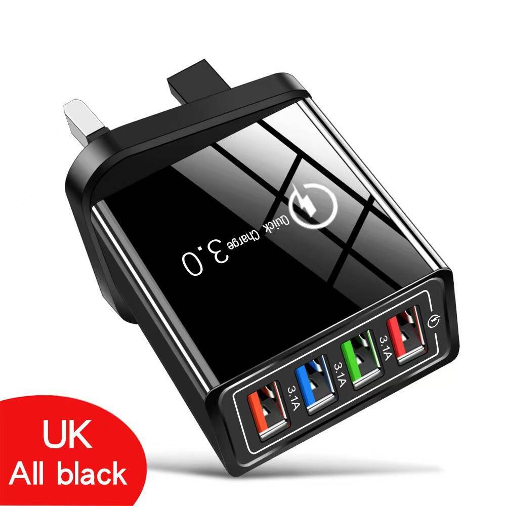 ⚡ 4-Port USB QC3.0 Multi Fast Charger