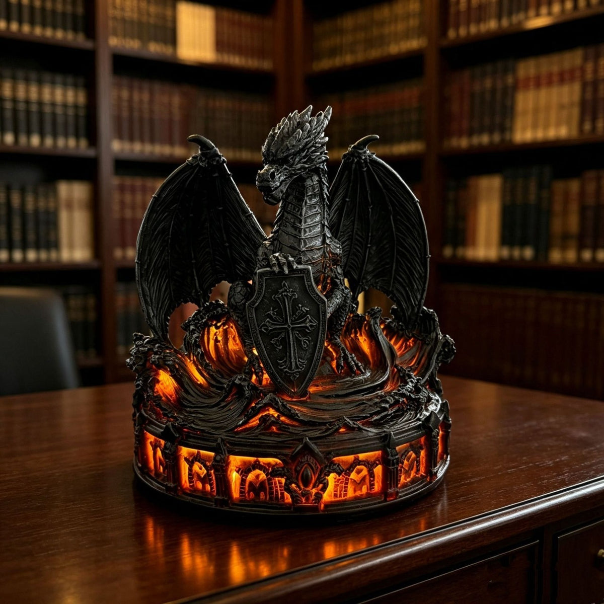 🐉Glowing Dark Guardian Dragon Statue