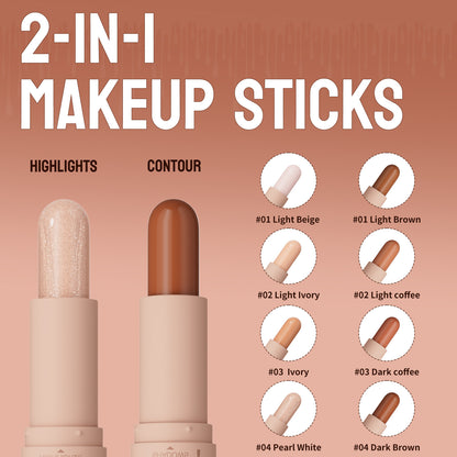✨2‑in‑1 Highlight & Contour Stick