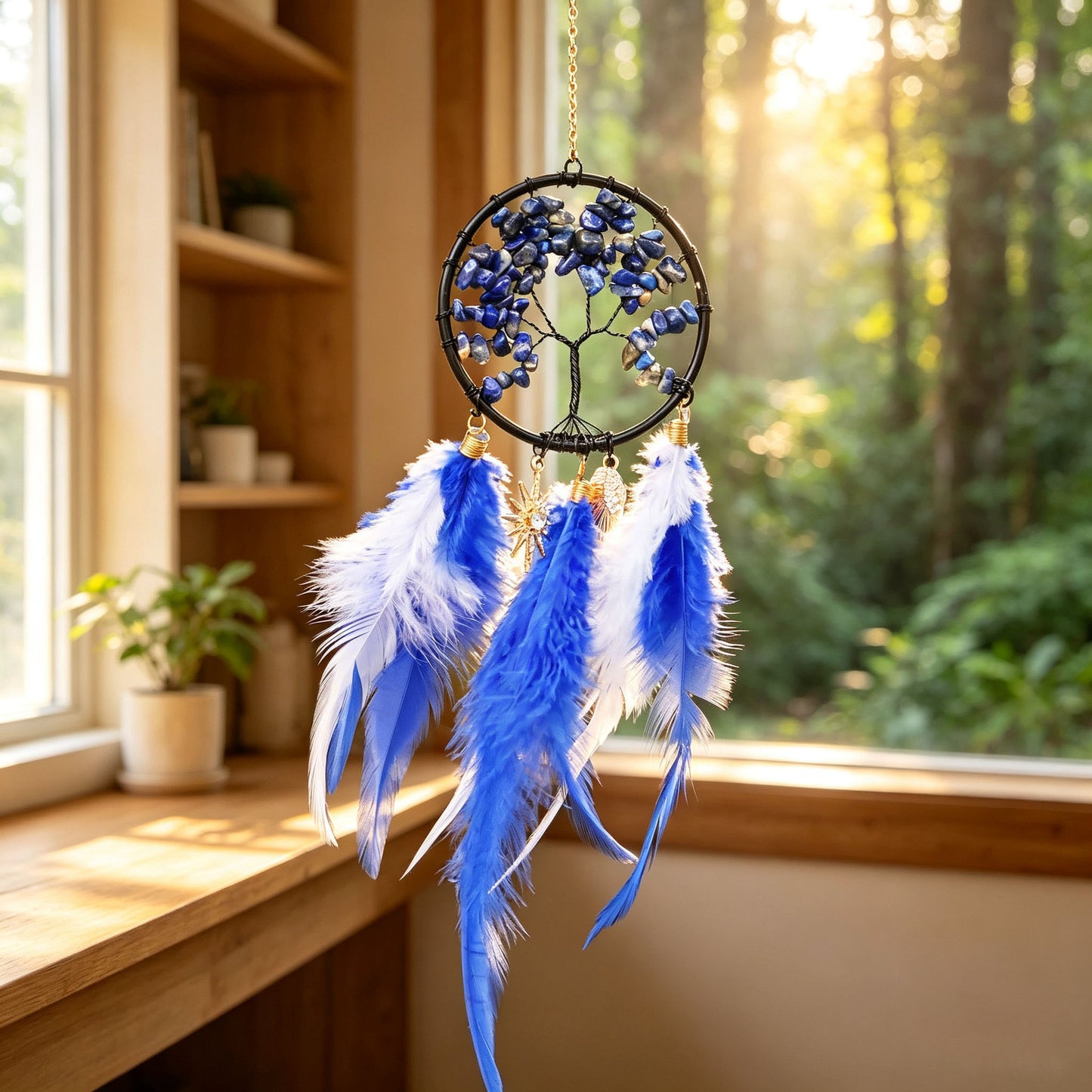Crystal Tree ofLife Feather Hangin IColorful Boho Window &Wall Decor
