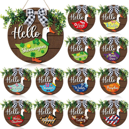 🦢 Interchangeable Seasonal Goose Welcome Sign-Refresh your front‑door decor all year long