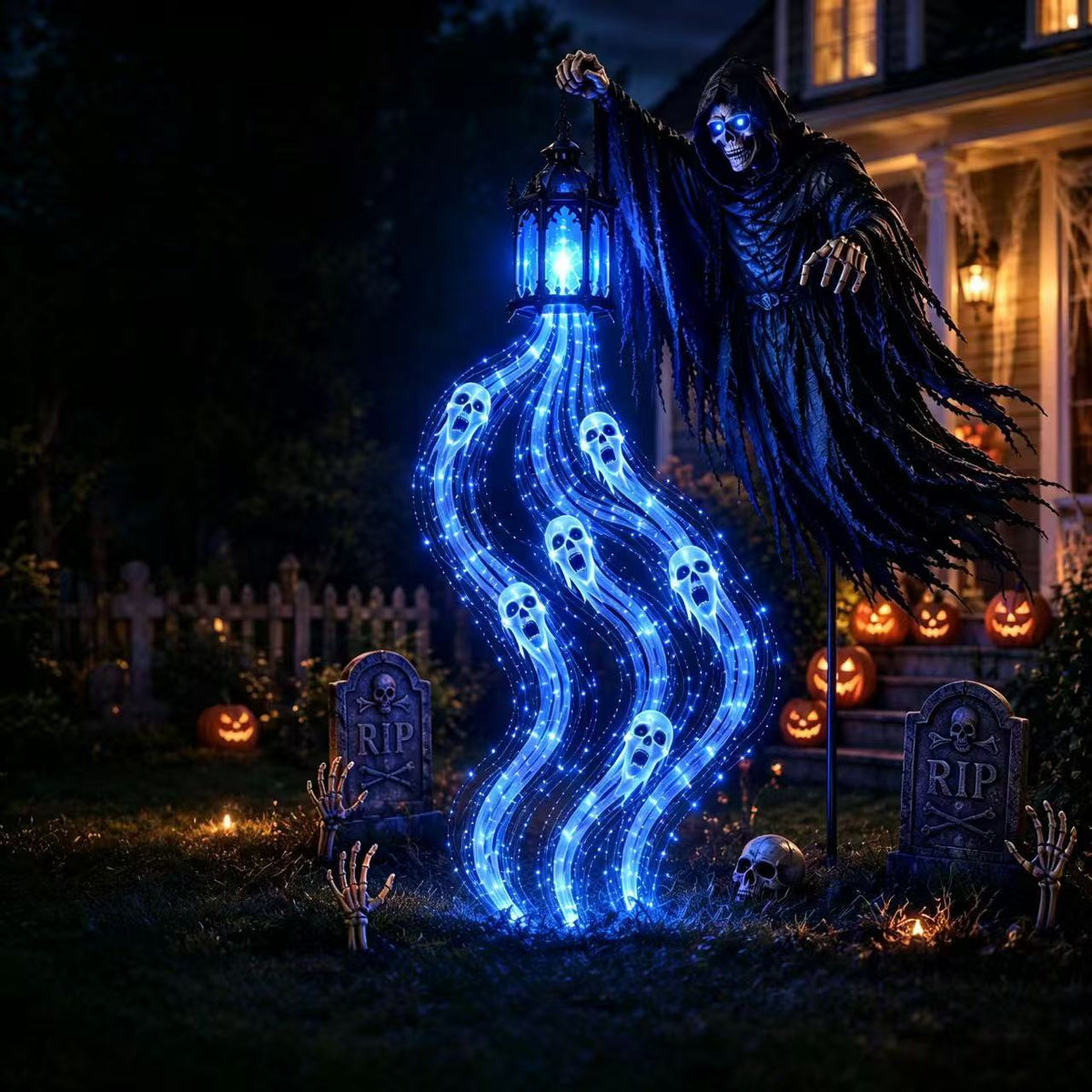 💀Halloween Grim Reaper Animated Garden Light|Grim Reaper Halloween Yard Decoration