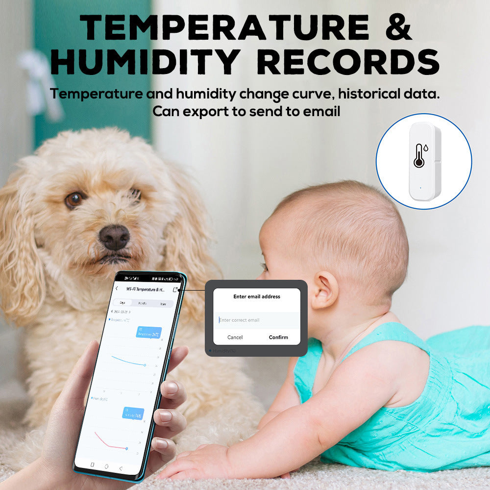 🌡️ WiFi Temperature Humidity Sensor, Smart Bluetooth Hygrometer Thermometer with App Alert, Remote Monitor for Home Baby Room Greenhouse