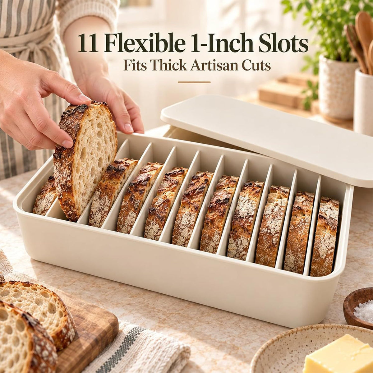 🍞11-Slot Silicone Bread Freezer Box 一 Keep Sourdough slices Separate