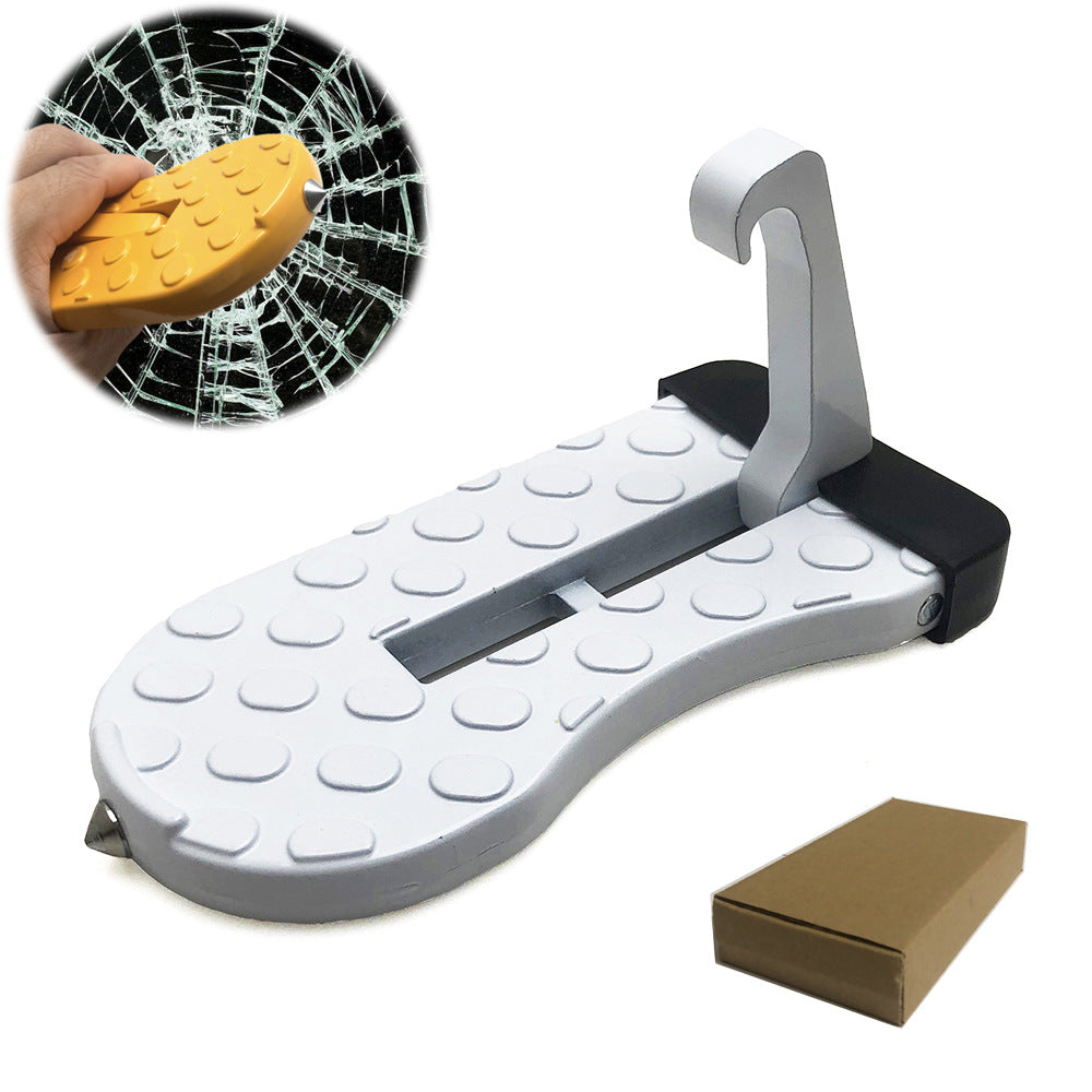 🚗 Car Door Step with Emergency Window Breaker-Foldable Aluminum Alloy Roof Rack Door Step