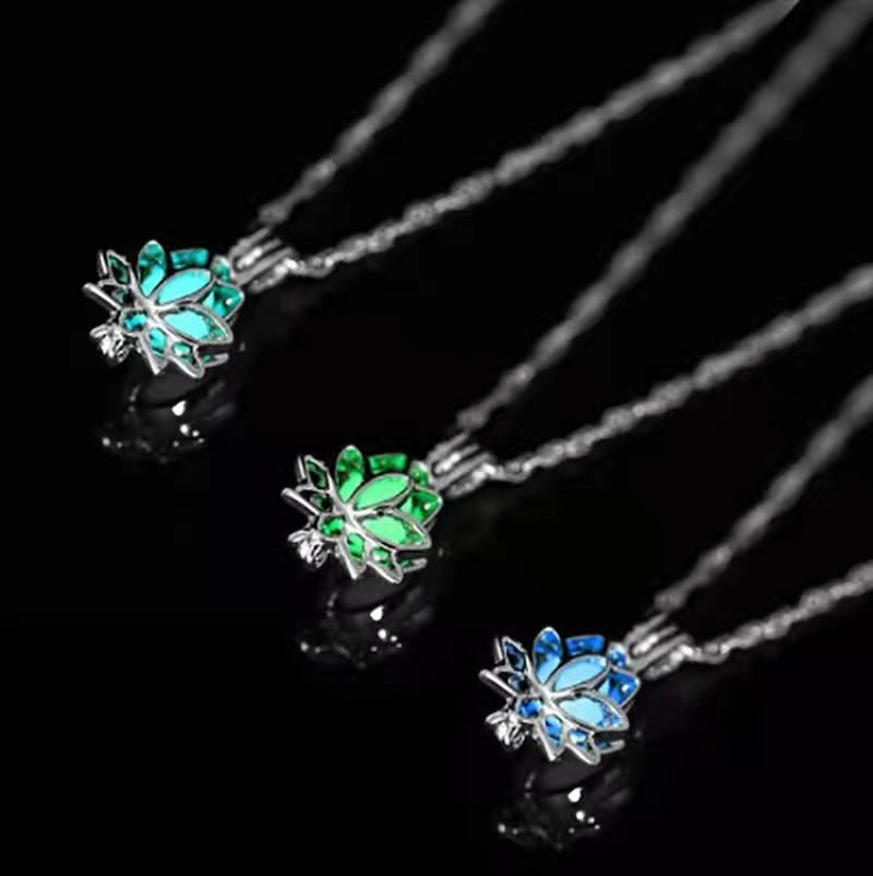 ✨ Glow In The Dark Lotus Pendant Necklace