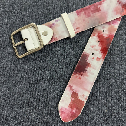 🩸Pixel‑Style Bloody Print Leather Belt | Unique Aesthetic Street‑wear Accessory