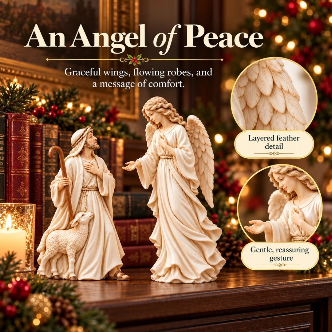 ✨ Shepherd and Angel Figurine Set – Religious Christmas Decorative Statues