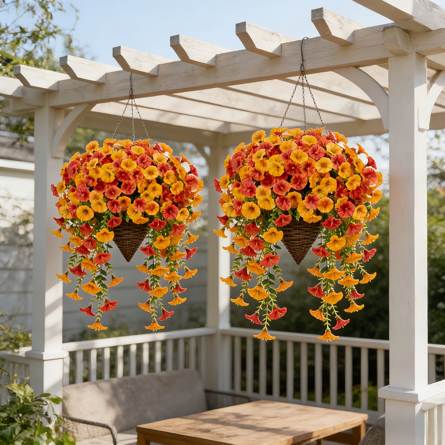 🍂 Artificial Fall Hanging Floral Swag | UV Resistant Autumn Orange Red Flower Garland