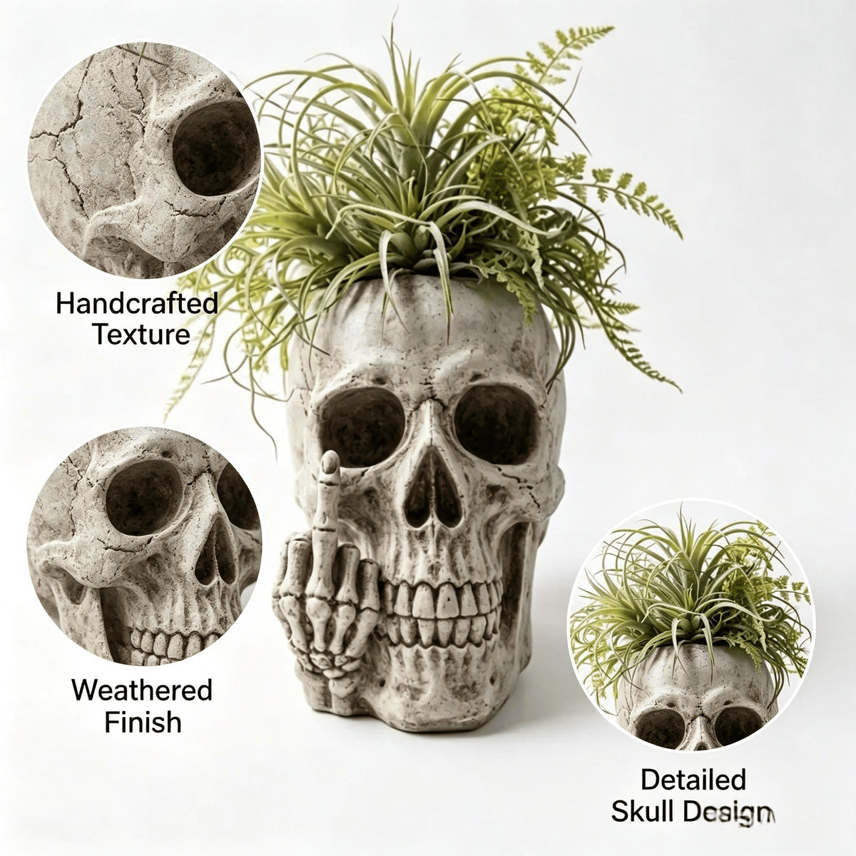 💀Middle Finger Skull Planter