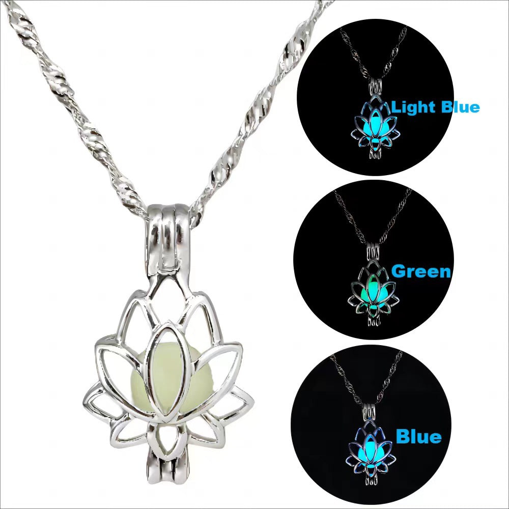 ✨ Glow In The Dark Lotus Pendant Necklace