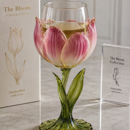 🌹 Exquisite Handcrafted Floral Art Glass Stemware
