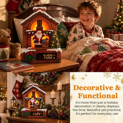 🎄🎅Santa's Fireplace Light‑Up Alarm Clock|Bring magical Christmas warmth to every morning