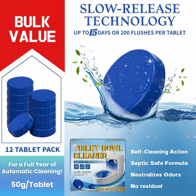 🚽Toilet Tank Cleaner Tablets, Long Lasting Deodorizing Blue Tabs