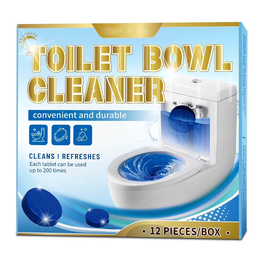 🚽Toilet Tank Cleaner Tablets, Long Lasting Deodorizing Blue Tabs