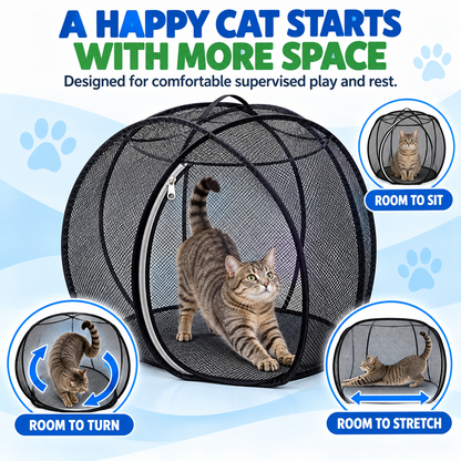 🐱🌿360° Panoramic Pop-Up Rolling Cat Playpen Ball