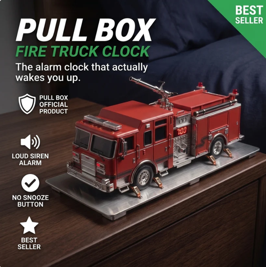 🚒 Pull Box Die-Cast Fire Truck Alarm Clock | Ultimate Heavy-Duty Wake-Up Machine