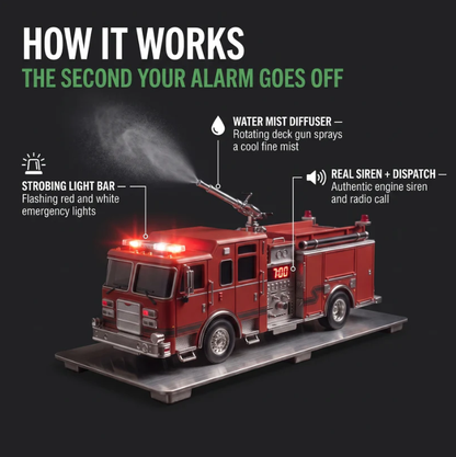 🚒 Pull Box Die-Cast Fire Truck Alarm Clock | Ultimate Heavy-Duty Wake-Up Machine