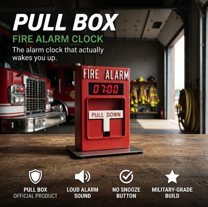 🚒 Pull Box Die-Cast Fire Truck Alarm Clock | Ultimate Heavy-Duty Wake-Up Machine
