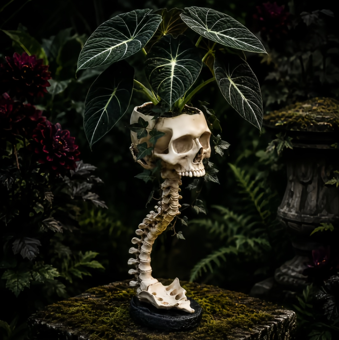 💀 🌿 Sculptured Skull Flowerpot
