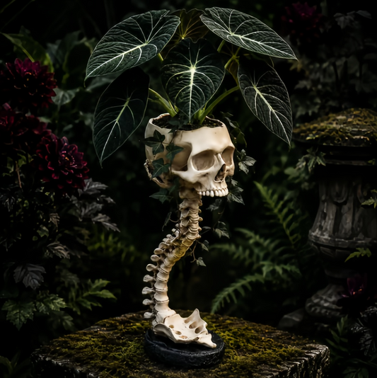 💀 🌿 Sculptured Skull Flowerpot