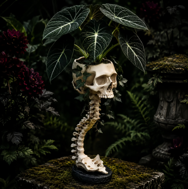 💀 🌿 Sculptured Skull Flowerpot