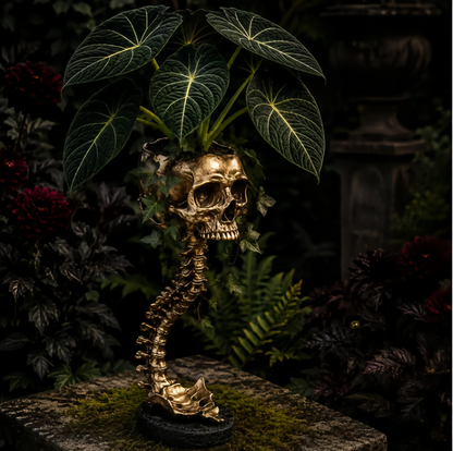 💀 🌿 Sculptured Skull Flowerpot