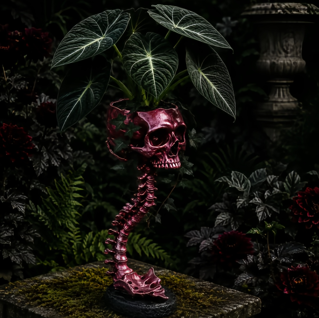 💀 🌿 Sculptured Skull Flowerpot