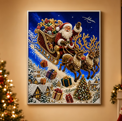 🎅🎄 Premium 3D Pearl Christmas Reindeer Diamond Painting Art Kit | Luxury Flocked Canvas with Scratch-Resistant Non-Fading Pearl Beads DIY Holiday Decor⛄️❄️