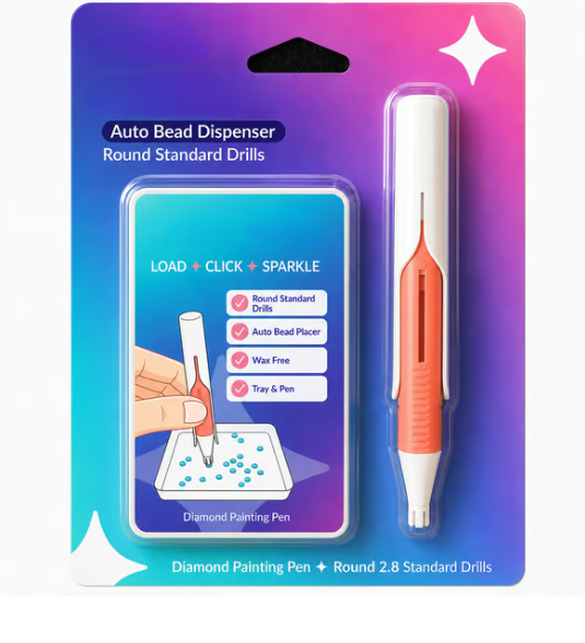 💎 Automatic Diamond Painting Bead dispenser | Wax-Free Round Drill Pen for Faster, Easier Crafting ✨