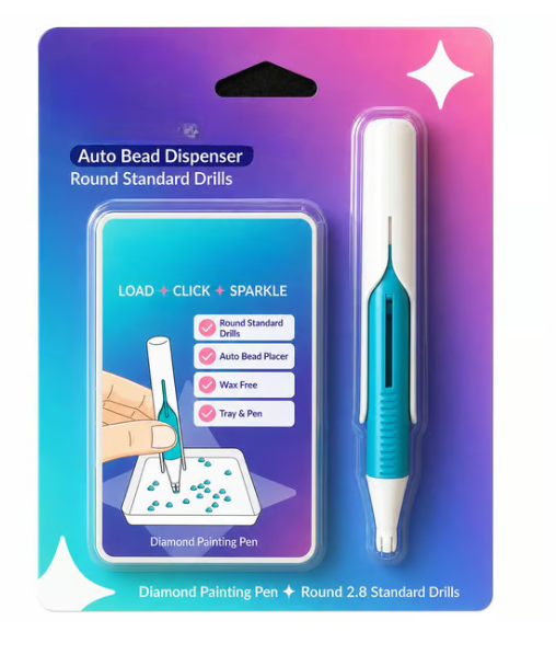 💎 Automatic Diamond Painting Bead dispenser | Wax-Free Round Drill Pen for Faster, Easier Crafting ✨