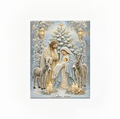 Premium 3D Diamond Jesus Birth Nativity Scene Painting Art Kit | Luxury Flocked Canvas with Scratch-Resistant Non-Fading Diamond Beads DIY Christmas Faith Decor 🌟✝️💎