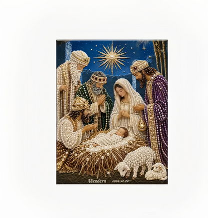Premium 3D Diamond Jesus Birth Nativity Scene Painting Art Kit | Luxury Flocked Canvas with Scratch-Resistant Non-Fading Diamond Beads DIY Christmas Faith Decor 🌟✝️💎