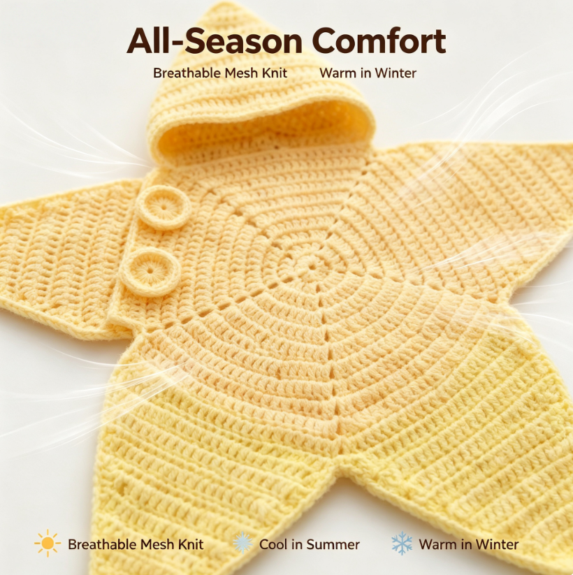 🌟Star Crochet Baby Swaddle Onesie