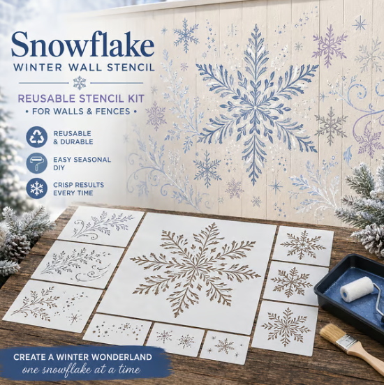 🌿 Garden Wall Stencil, Reusable DIY Kit for Walls, Fences & Patios