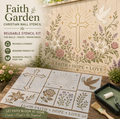 🌿 Garden Wall Stencil, Reusable DIY Kit for Walls, Fences & Patios