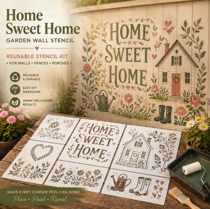 🌿 Garden Wall Stencil, Reusable DIY Kit for Walls, Fences & Patios