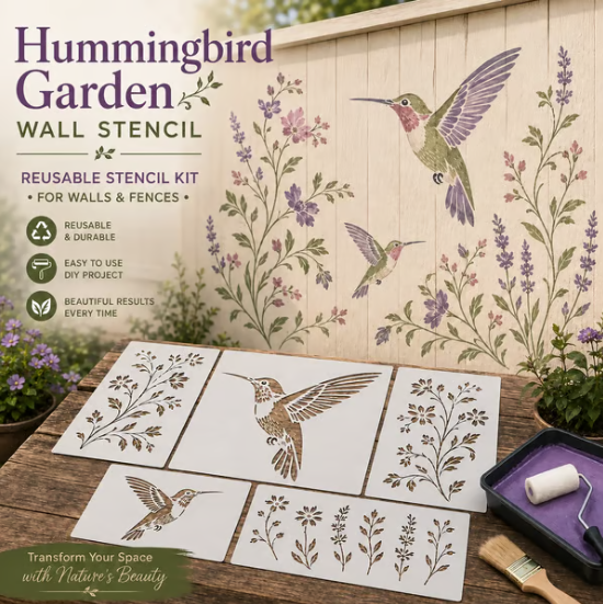 🌿 Garden Wall Stencil, Reusable DIY Kit for Walls, Fences & Patios