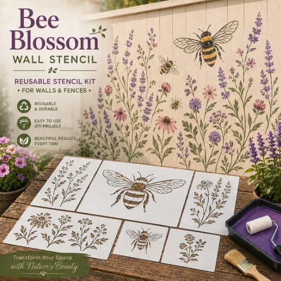 🌿 Garden Wall Stencil, Reusable DIY Kit for Walls, Fences & Patios
