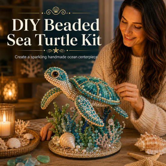 🌊 Ocean Sparkle Animal Craft Kit | Create a Dimensional Underwater Centerpiece with Colorful Beads, Pearls & Coastal Details 🐚✨