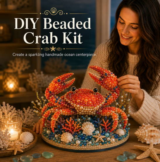 🌊 Ocean Sparkle Animal Craft Kit | Create a Dimensional Underwater Centerpiece with Colorful Beads, Pearls & Coastal Details 🐚✨