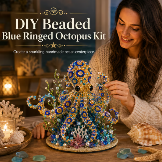 🌊 Ocean Sparkle Animal Craft Kit | Create a Dimensional Underwater Centerpiece with Colorful Beads, Pearls & Coastal Details 🐚✨