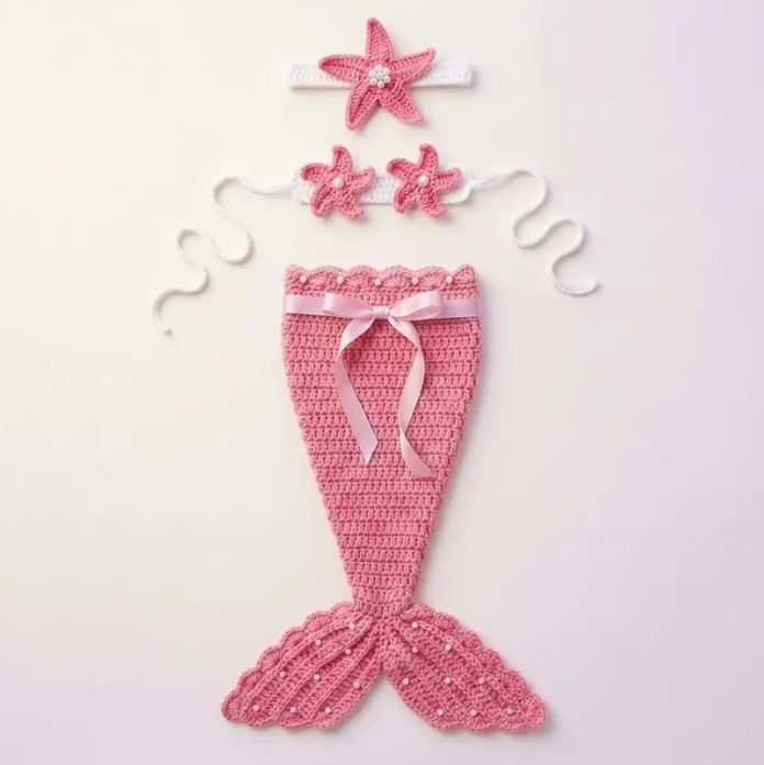 🧜Hand-crocheted baby mermaid sleeping bag