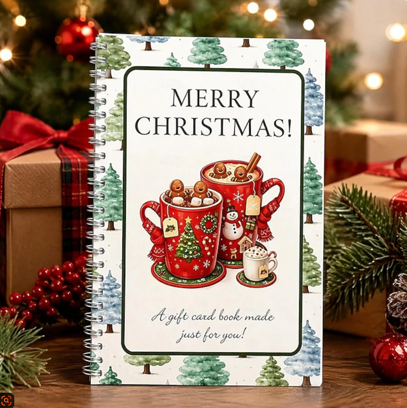 🎄 Holographic Christmas Gift Card Book – A Surprise on Every Page (Durable Hardcover Edition) 🎉