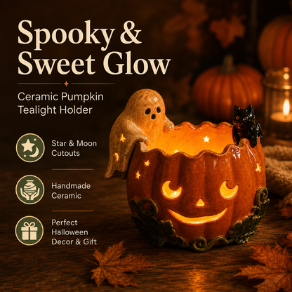 ✨Ghost Cat Pumpkin Lantern Candle Holder🎃